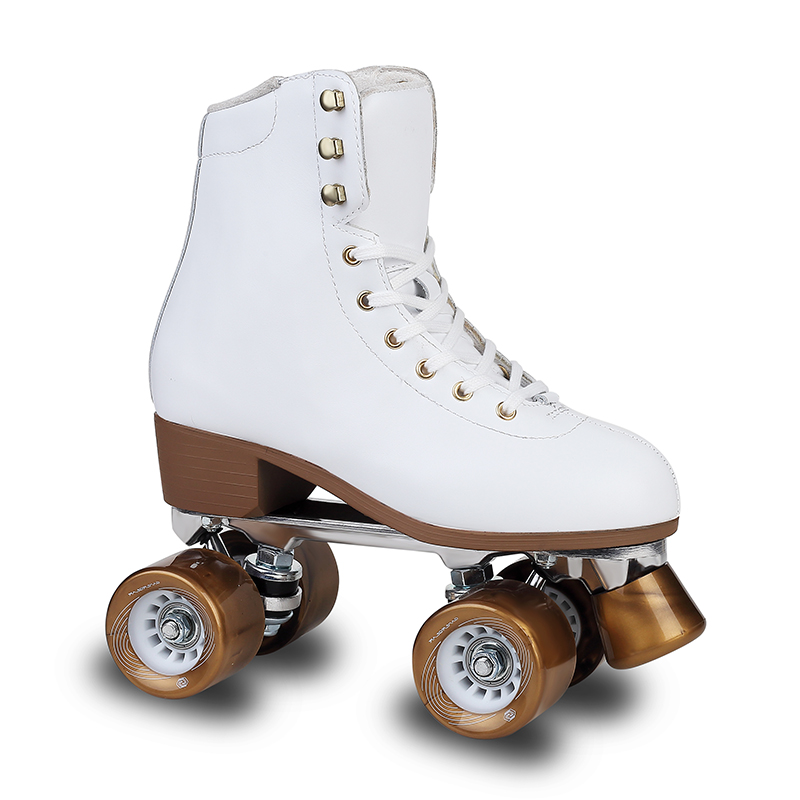 LEATHER HIGH HEEL RETRO QUAD ROLLER SKATE from China manufacturer