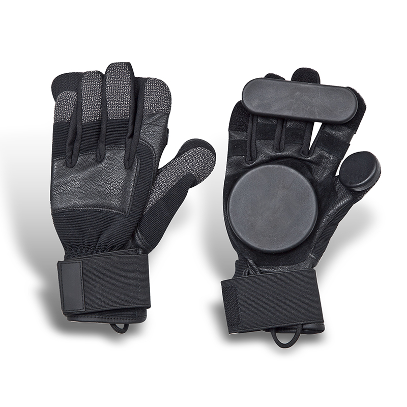 LEATHER SKATEBOARD LONGBOARD RACING BLACK PROTECION GLOVES