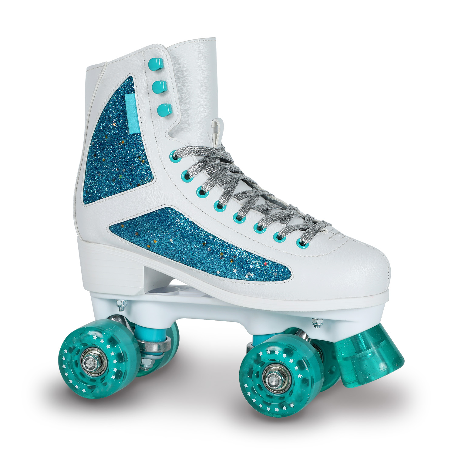 HARD BOOT ADULT QUAD ROLLER SKATE WITH GLITTER MATERIAL 