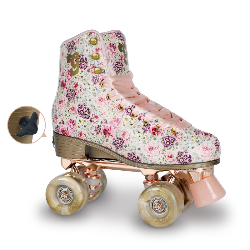 ADJUSTABLE QUAD ROLLER SKATE WITH FLOWER PRINTING BOOT(QS-137)