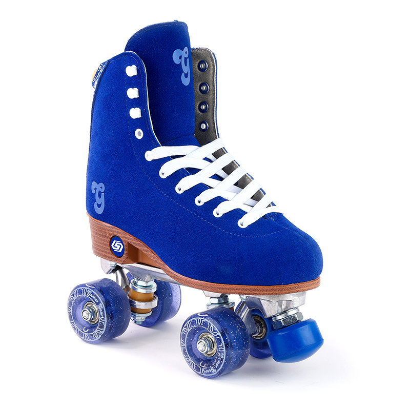 SUEDE LEATHER PU HIGH END WOMEN QUAD DISCO ROLLER SKATE(QS-147-1)