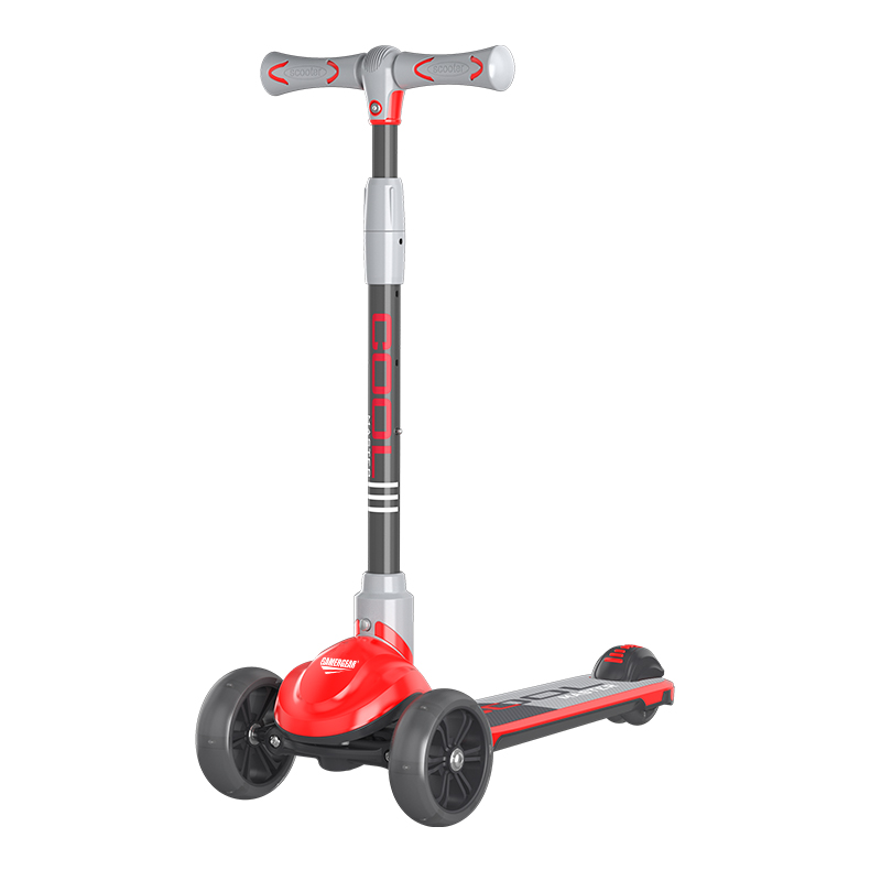 YOUTH URBAN 3 FLASHING WHEEL HEIGHT ADJUSTABLE RED KIDS SCOOTER(SCT-047-3)