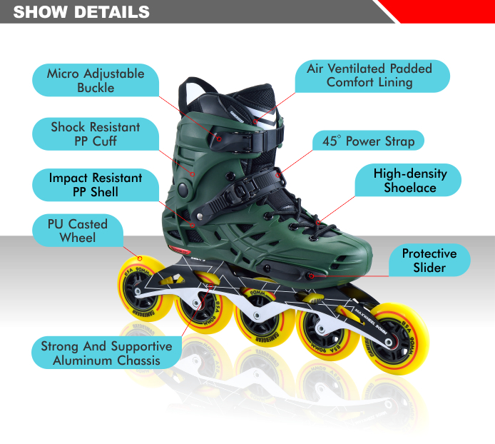 5 WHEEL URBAN OFF ROAD SPEED INLINE SKATE from China manufacturer