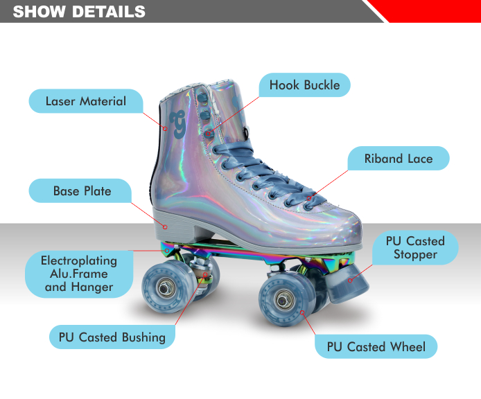 ODM HARD BOOT DISCO LASER INDOOR QUAD ROLLER SKATE from China